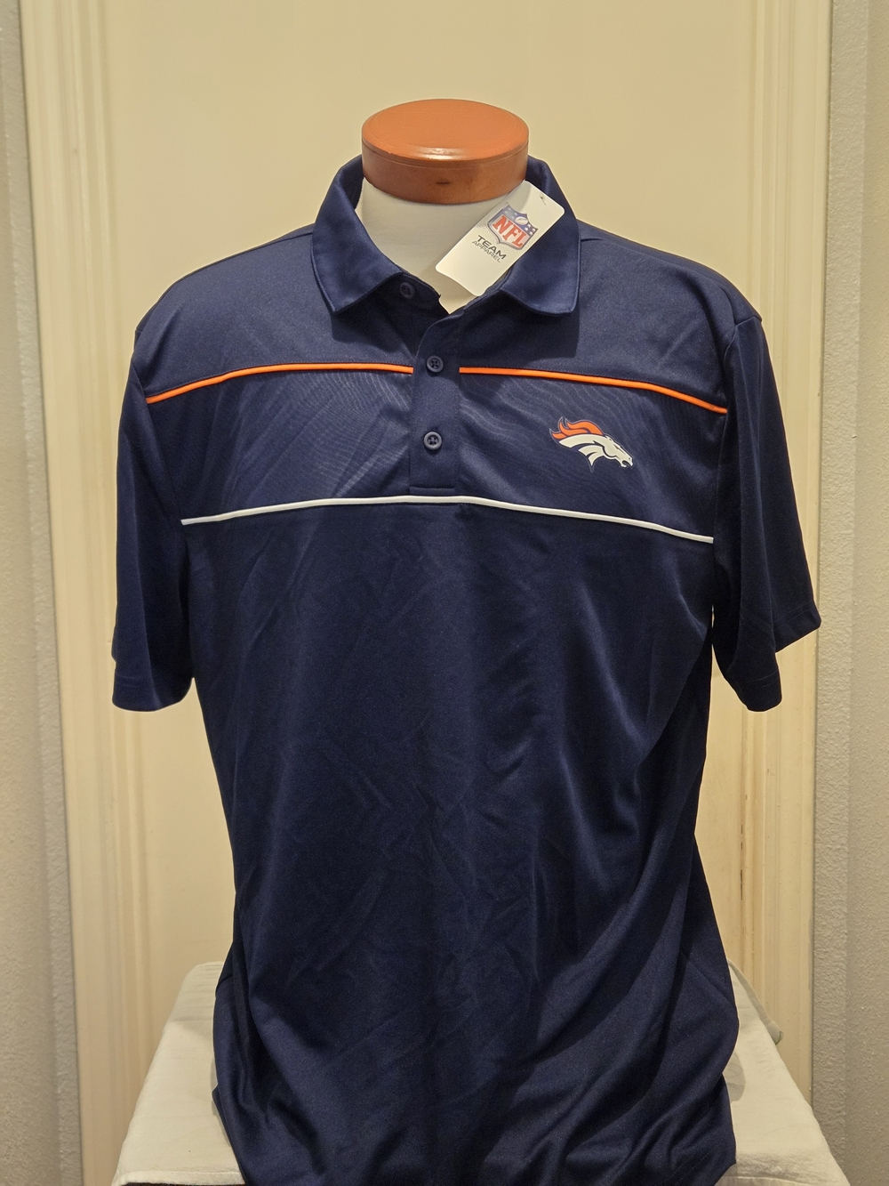 Team Apparel Navy Polo with Orange and White Piping
